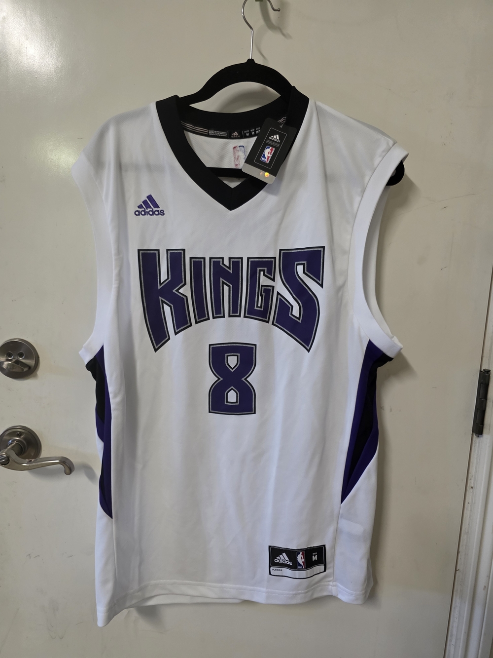 adidas White & Purple Sacramento Kings #8 Basketball Jersey